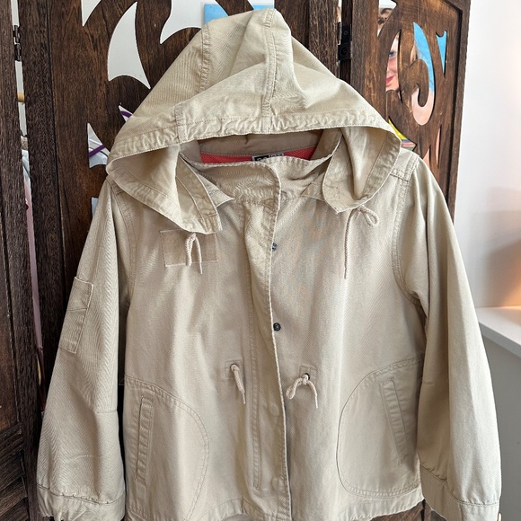 ROXY Juniors XL Khaki Tan Drawstring Waist Detachable Hood Jacket - Picture 6 of 6